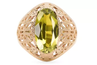 Anneau Vintage Péridot jaune Or jaune 14 carats vrc074y